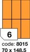 Oranžové fluo etikety Rayfilm R0133.8015F, 70x148,5 mm, 1.000 listů A4, 6000 etiket