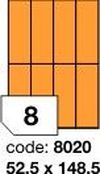 Oranžové fluo etikety Rayfilm R0133.8020F, 52,5x148,5 mm, 1.000 listů A4, 4000 etiket