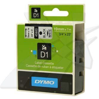 Dymo, originální páska do tiskárny štítků, 45803, S0720830, černý tisk/bílý podklad, 7m, 19mm, D1